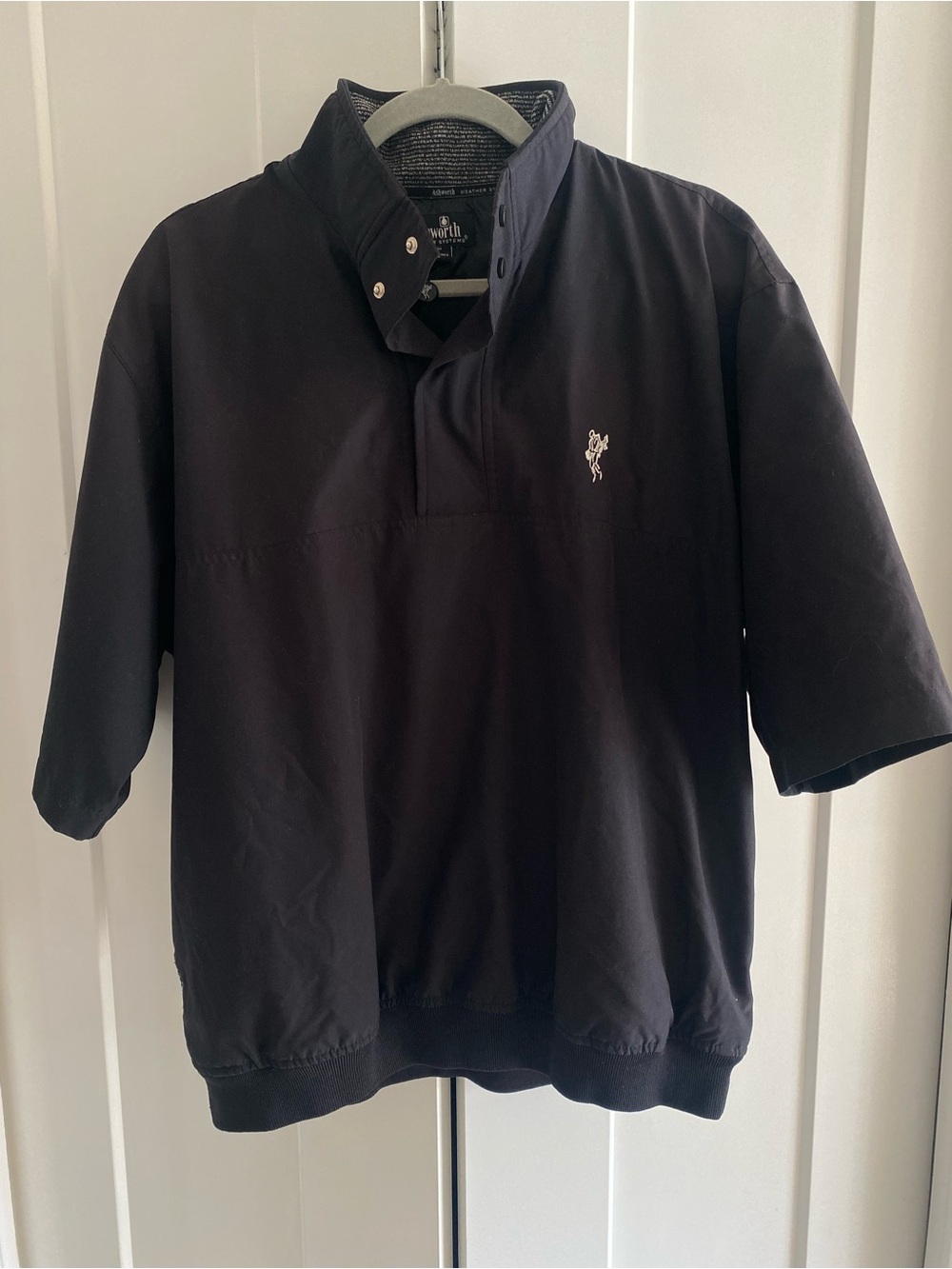 90’s Vintage Ashworth Black Short Sleeve Pullover Polo Jacket Embroidered Logo